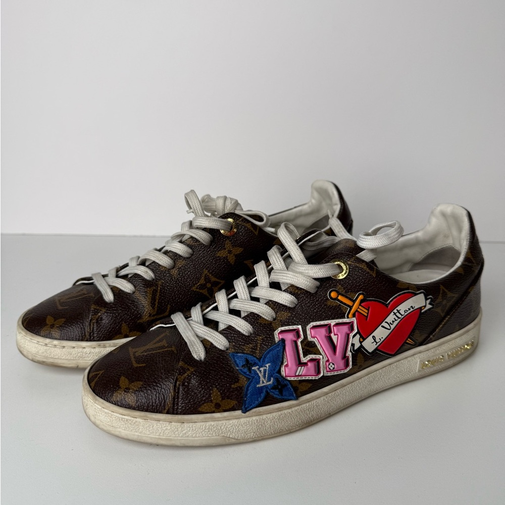 Louis Vuitton Brown Sneakers with Colorful Patches